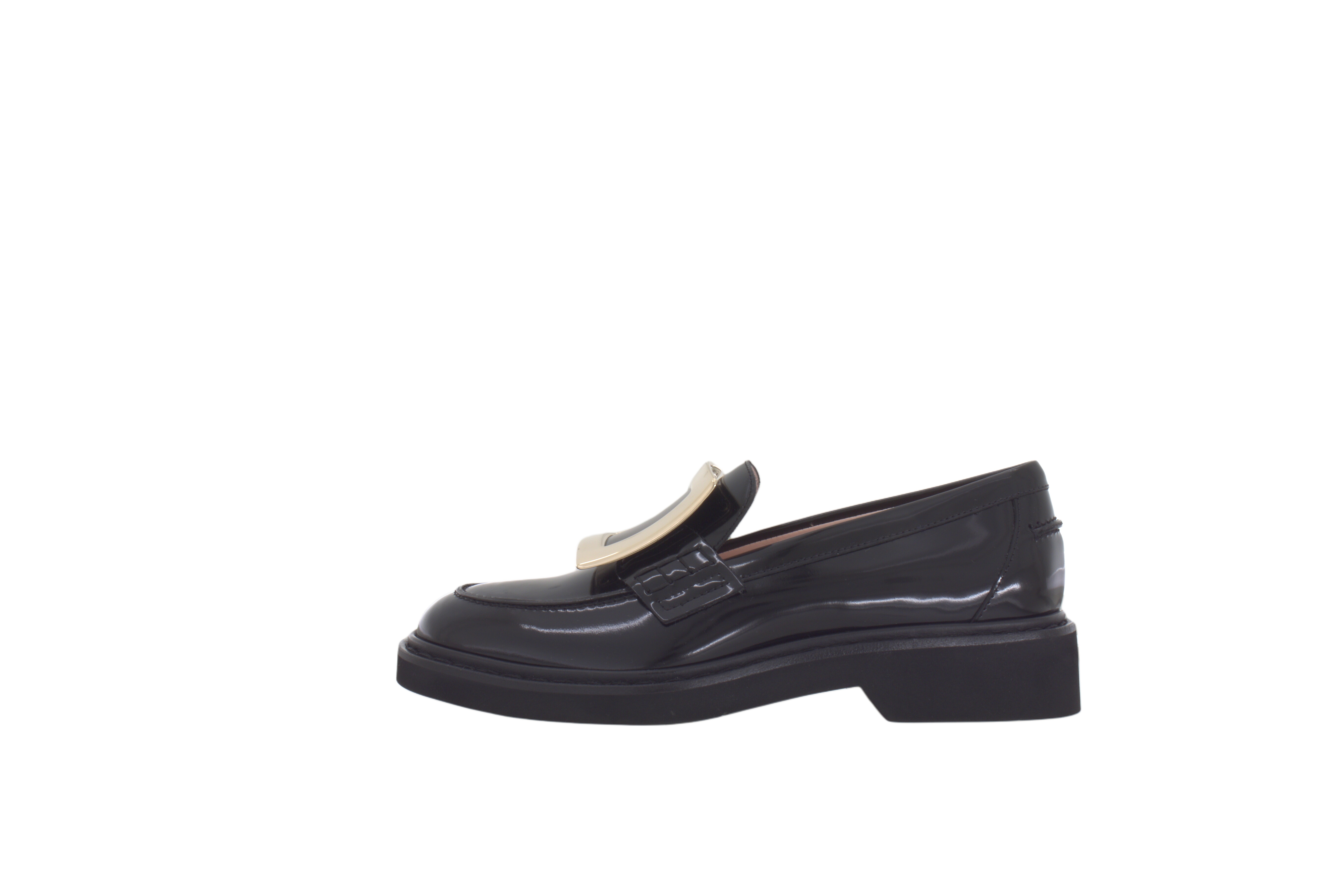 Roger Vivier Roger Vivia Viv' Rangers Leather Metallic Loafers Women's Black