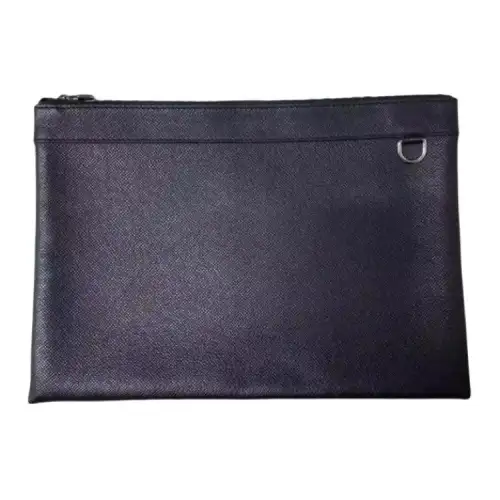 LOUIS VUITTON Discovery Leather Handbag Clutch Large Unisex Black