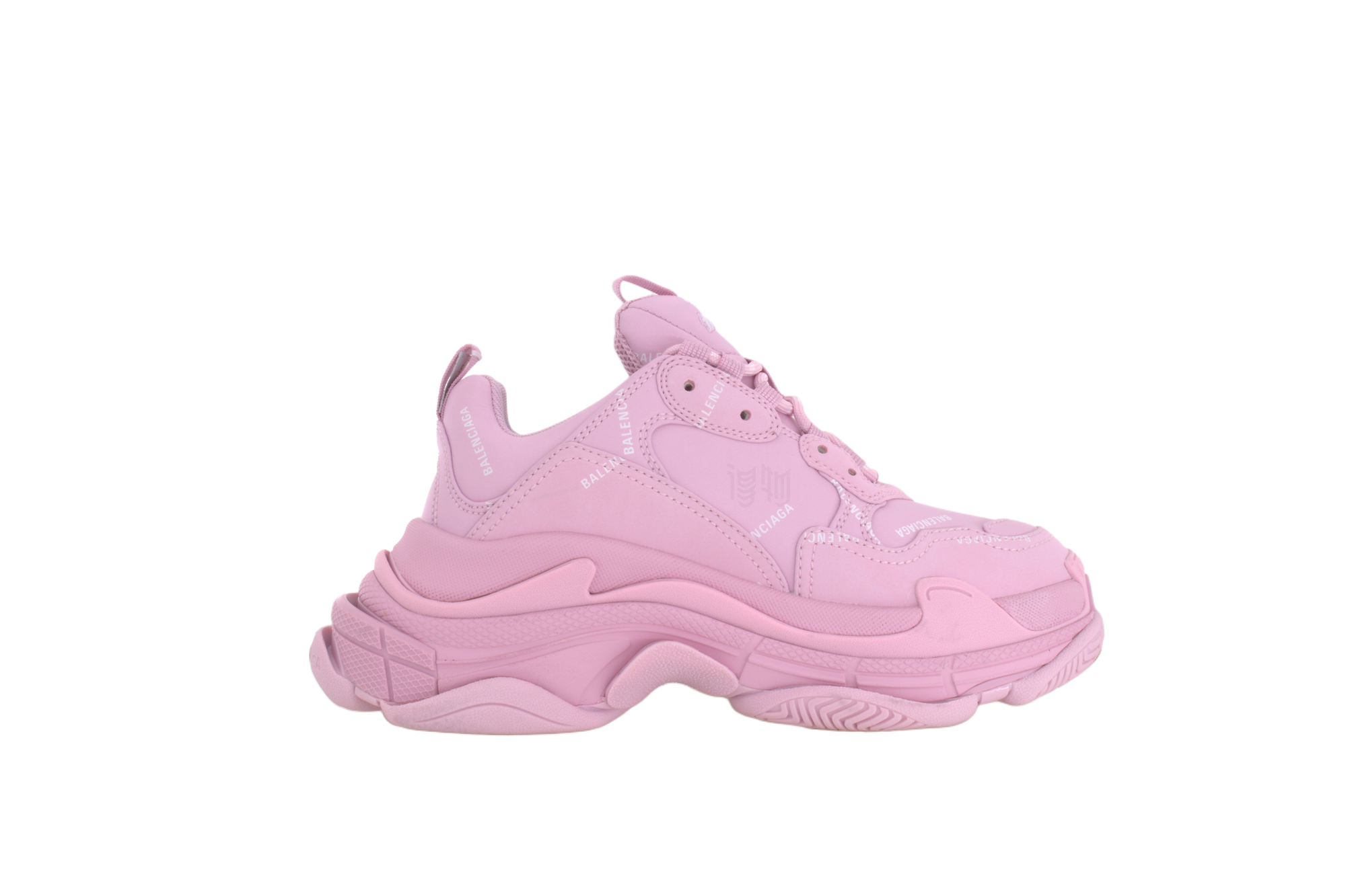 Женские кроссовки Balenciaga Triple S Allover Logo (розовые) — фото 2