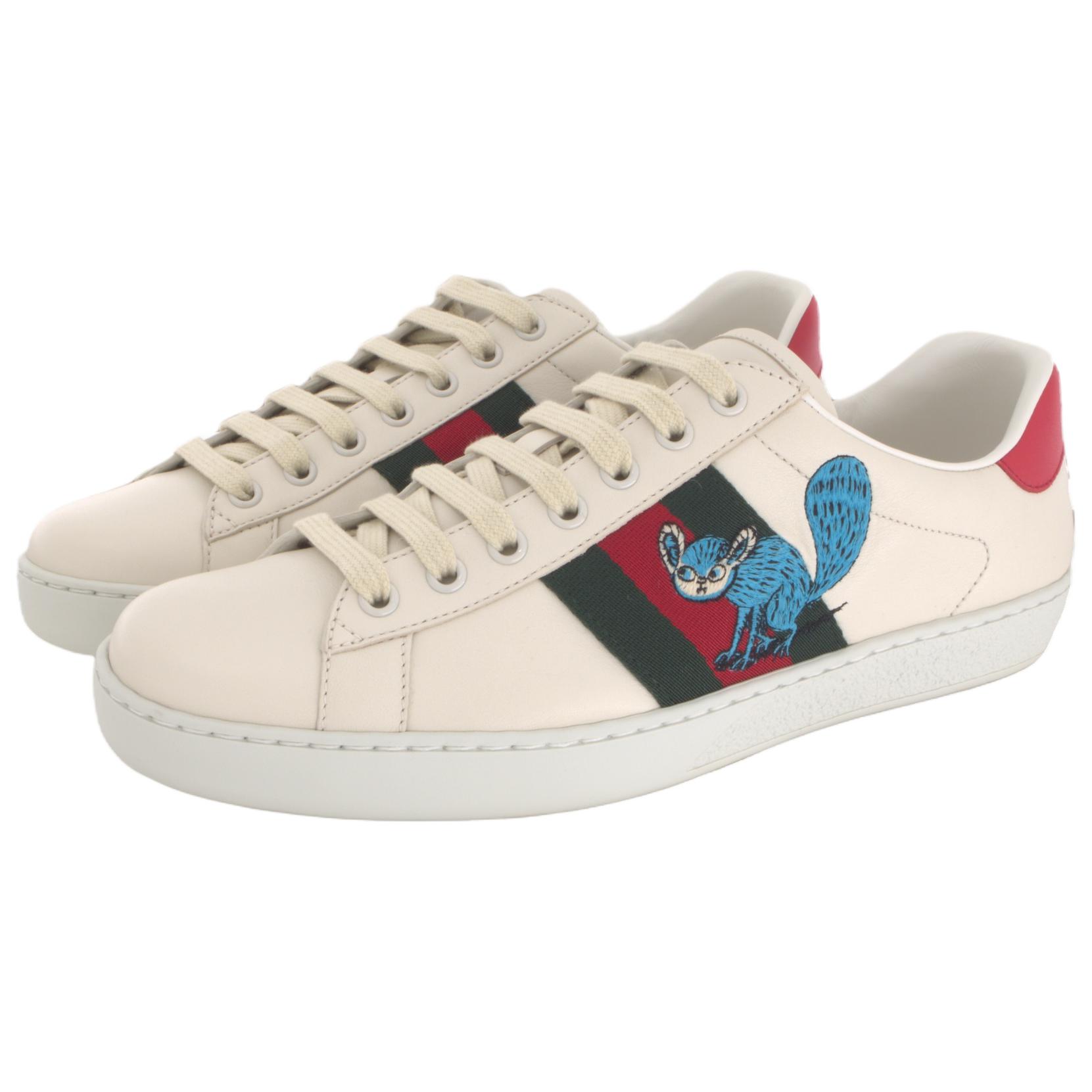 Мужские кеды Gucci ACE Freya Hartas (бело-зелено-красные) — фото 3