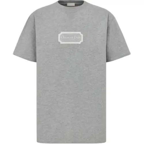 DIOR Quarterly New Products T Shirts Men's Gray Crew Neck Moderate Straight Fit