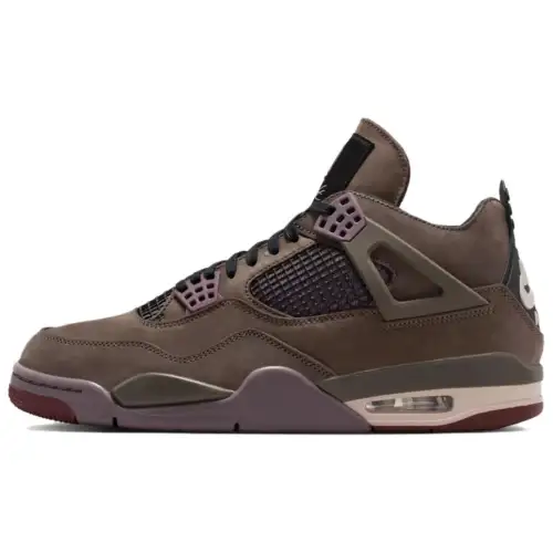 A Ma Maniére x Jordan Air Jordan 4 Slip Resistant Abrasion Resistant Mid top Vintage Basketball Shoes Unisex Brown