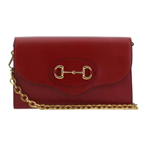 GUCCI Leather Crossbody Bag, Shoulder Bag Women's Red