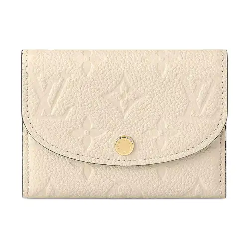 LOUIS VUITTON Rosalie Monogram Empreinte Embossed Soft Grain Cow Leather Wallet Women's Beige