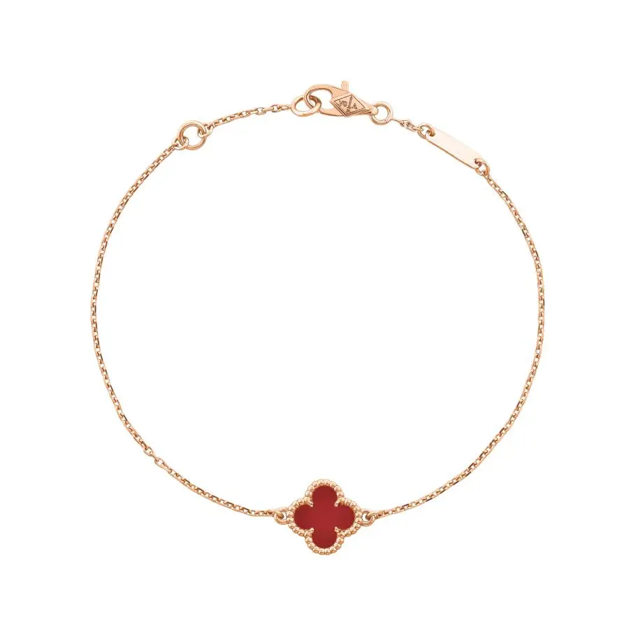 Van Cleef & Arpels Alhambra 18K Gold Chalcedony Bracelets Unisex Rose Gold