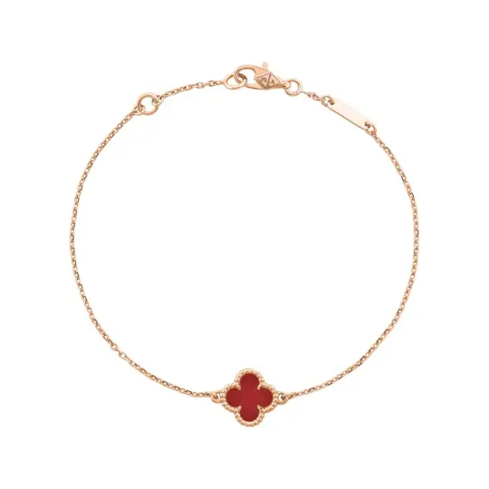 Van Cleef & Arpels Alhambra 18K Gold Chalcedony Bracelets Unisex Rose Gold