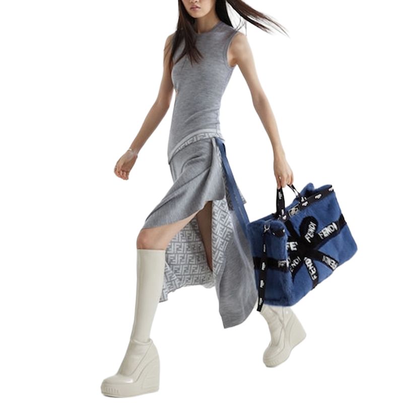 Женская юбка Fendi FW23 (светло-серый) — фото 6