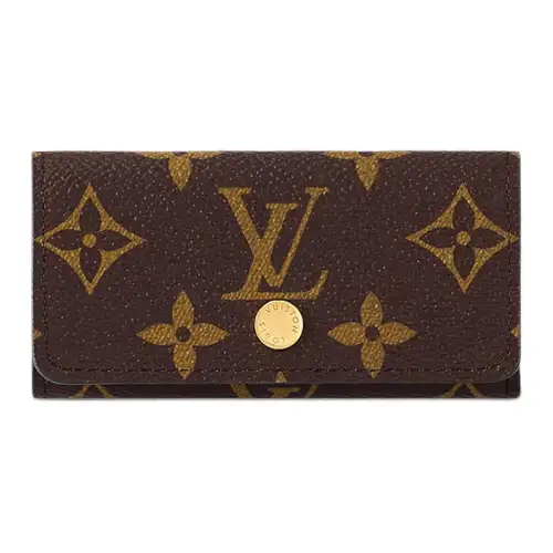 LOUIS VUITTON 4 Key Holder Monogram Coated Canvas Key Pouch Women's Brown