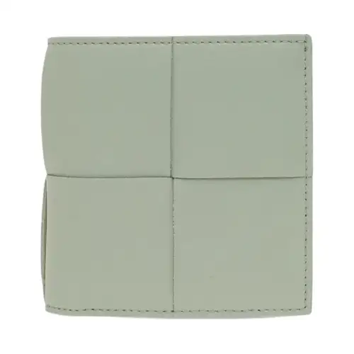 Bottega Veneta Cow Leather Wallet Small Men's Gray Green