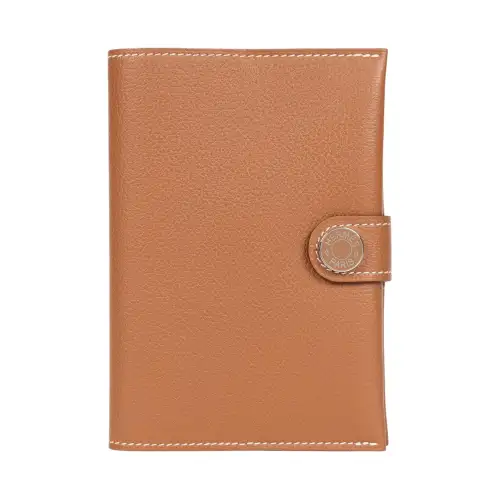 HERMES R.M.S Evergrain Calfskin Passport Holder Men's Gold