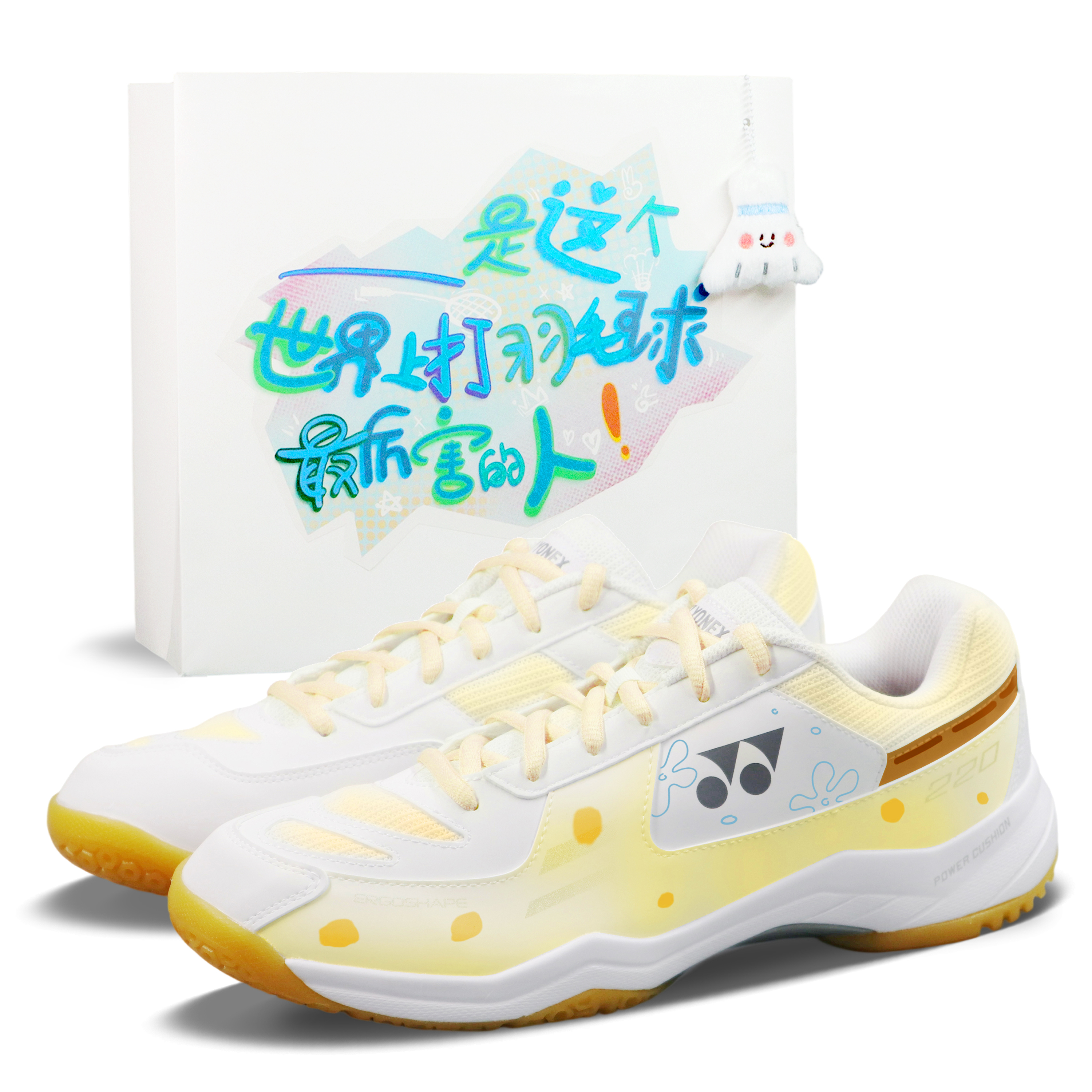 YONEX Power Cushion Cushioning Abrasion Resistant Breathable Coverage Low top Badminton Shoes Unisex White Pink
