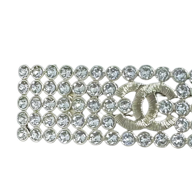 Женская заколка Chanel (серебристая с кристаллами) — фото 2