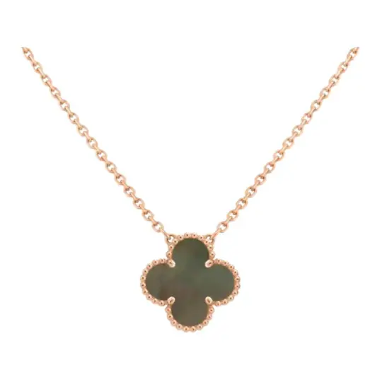 Van Cleef & Arpels Alhambra 18K Gold, Mother Of Pearl Necklaces Unisex Rose Gold