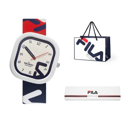 FILA Silicone fashionable quartz watch strap, white trend waterproof dial for men and women, quartz mechanism, 41mm