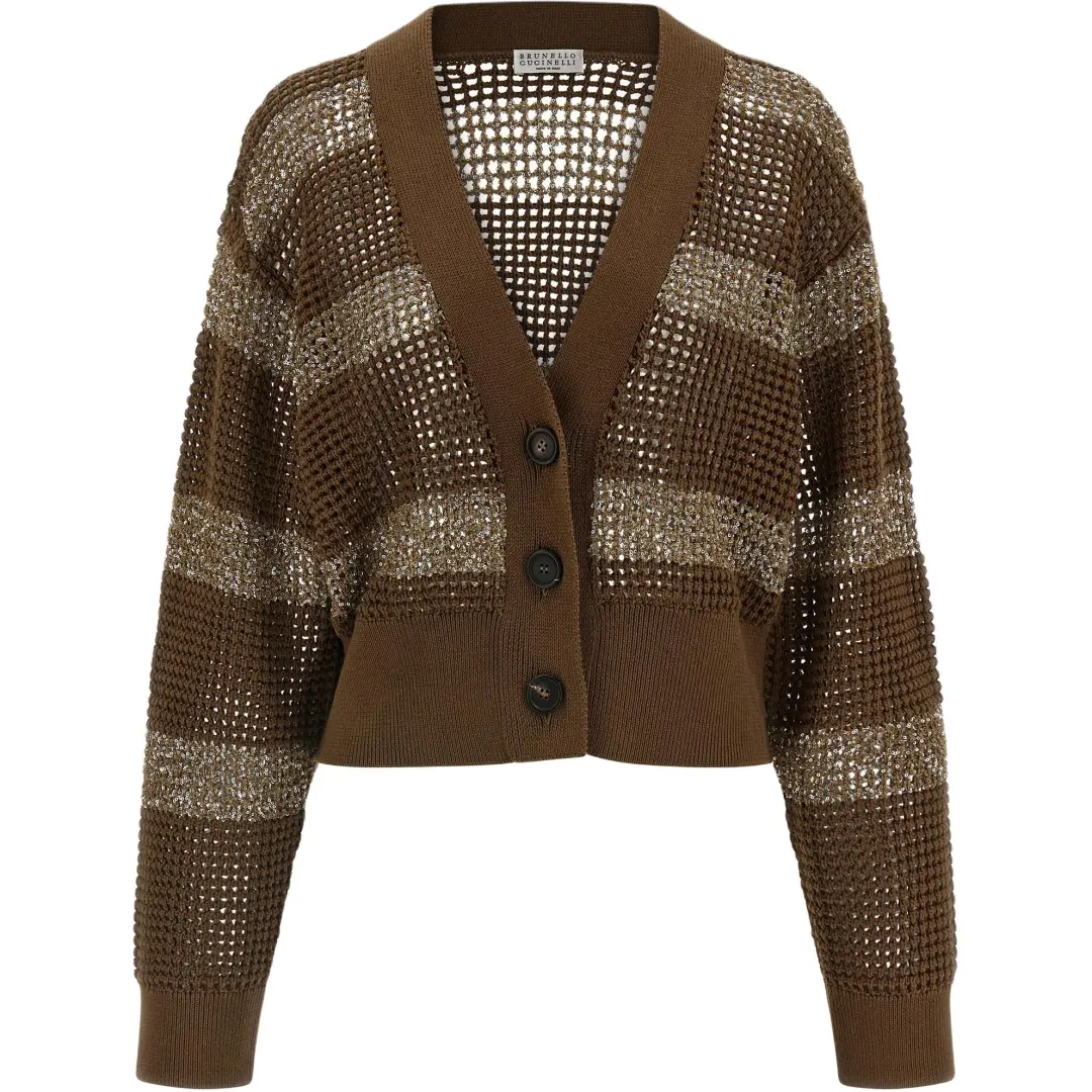 Brunello Cucinelli open-knit striped cardigan