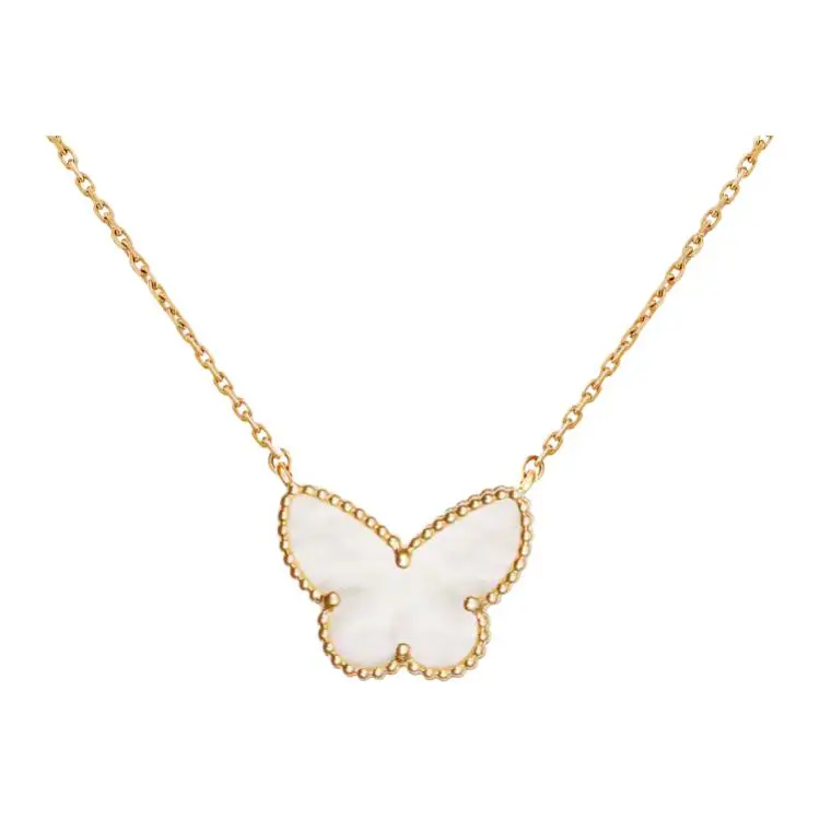 Van Cleef & Arpels 18K yellow gold Lucky Alhambra Butterfly mother of pearl necklace