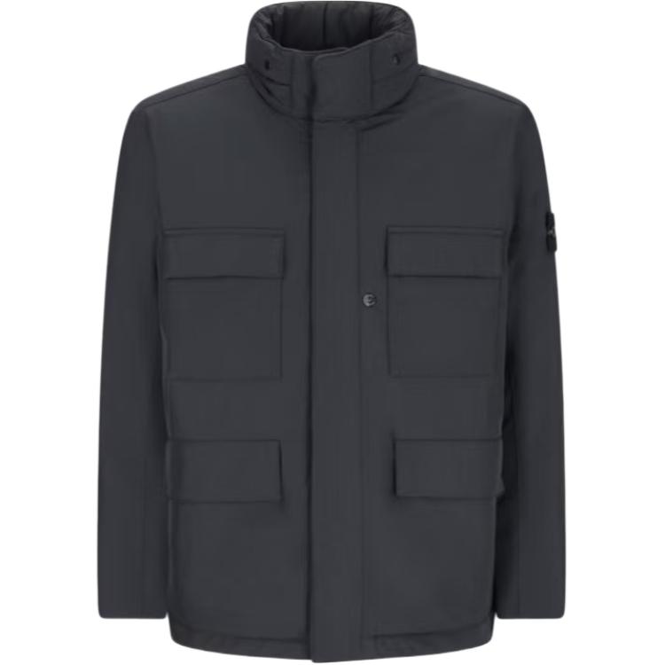 Мужская куртка STONE ISLAND с воротником-стойкой (черная)