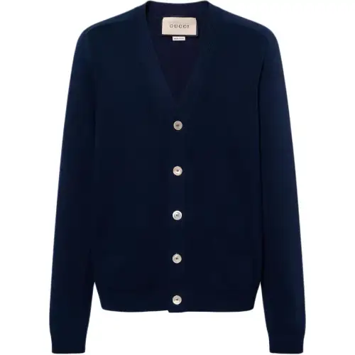 GUCCI Sweaters Unisex Marine Blue V Neck Moderate