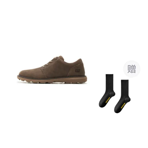 CAT Breathable sports leather shoes, outdoor antibacterial cowhide casual shoes, men's low-top comfortable, non-slip and wear-resistant, men's light brown