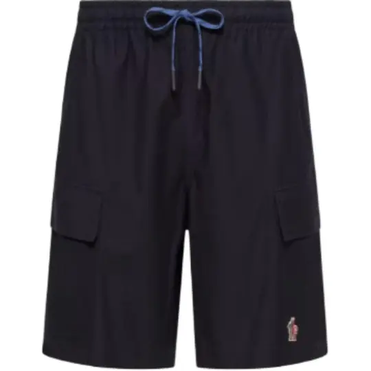Moncler Grenoble SS26 Шорты-карго из хлопкового габардина с карманами и логотипом, шорты-карго с пятью точками в мужском стиле