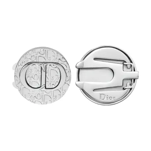 DIOR OBLIQUE Versatile Silver Finish Brass Cufflinks Men's