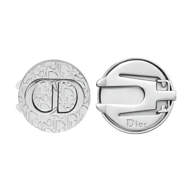 DIOR OBLIQUE Versatile Silver Finish Brass Cufflinks Men's