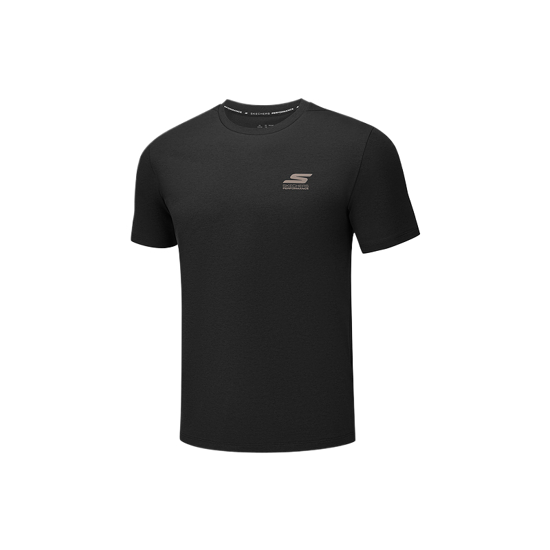 Skechers Skechers, elastic silk fashionable trend sports thin breathable minimalistic classic short sleeve T-shirt for training for gym with a round collar for leisure, sun protection, for running