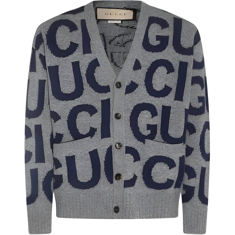 GUCCI Logo intarsia Wool Cardigan