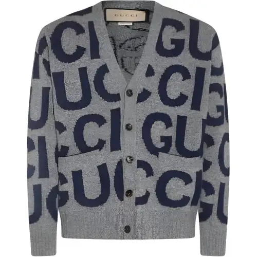 GUCCI Logo intarsia Wool Cardigan