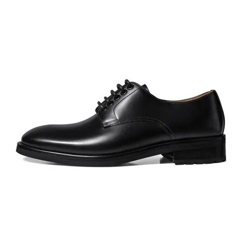 THOM WILLS Business commuter calfskin derby shoes, breathable, comfortable and versatile, formal leather shoes, men's black