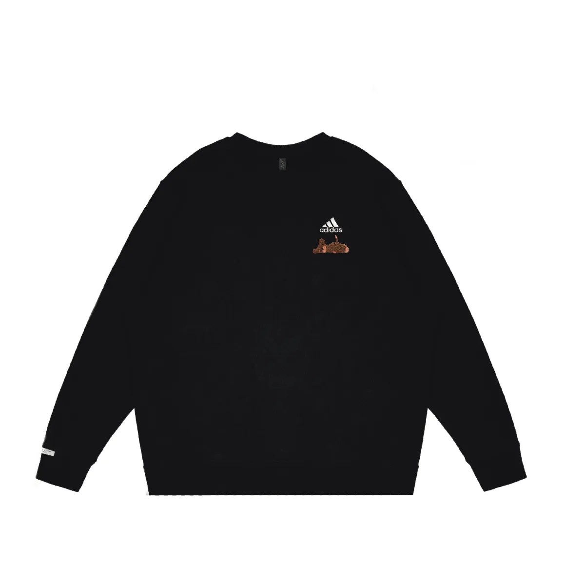 Adidas LABEL Fleece Lined Loose Fitting Puppy Cute Minimalist Style Youth Everyday Appliqué Crew Neck Long Sleeved