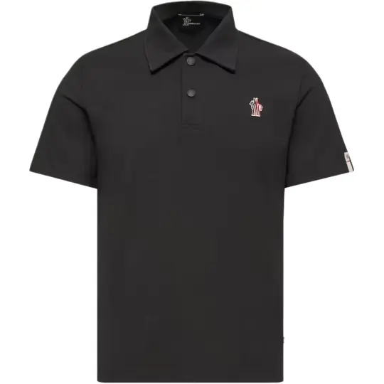 Moncler Grenoble SS26 Polo con patch logato с вышитым логотипом, прямая тонкая рубашка-поло с короткими рукавами для мужчин