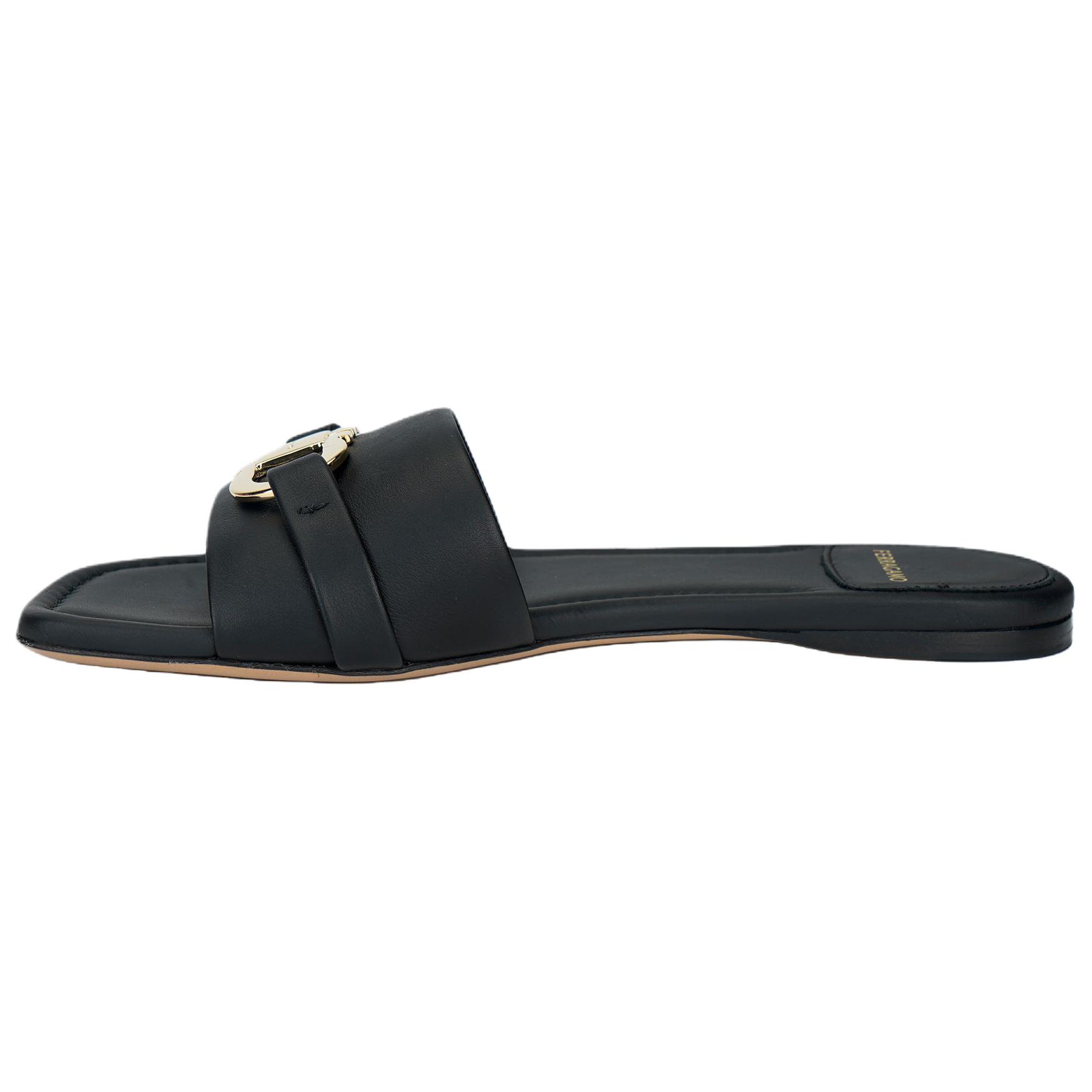 FERRAGAMO Gancini-plaque Leather Slides
