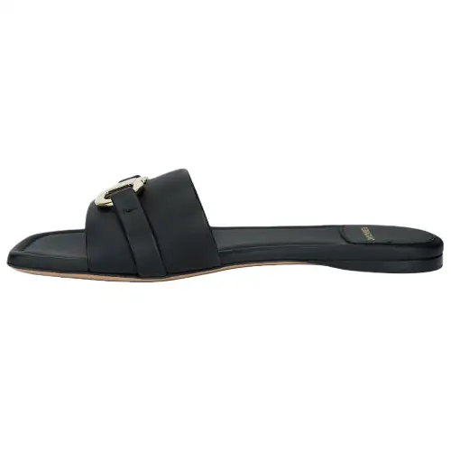 FERRAGAMO Gancini-plaque Leather Slides