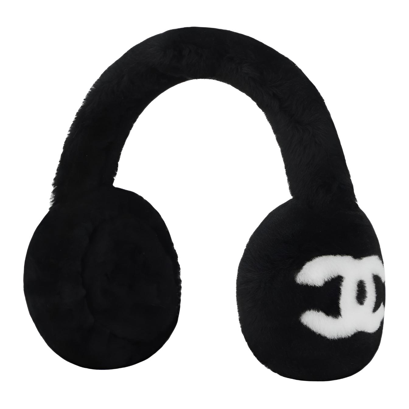 CHANEL 23n Wool Earmuffs Women's Black