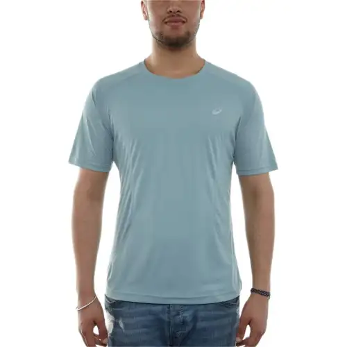 ASICS T Shirts Men's Blue Crew Neck Moderate Straight Fit