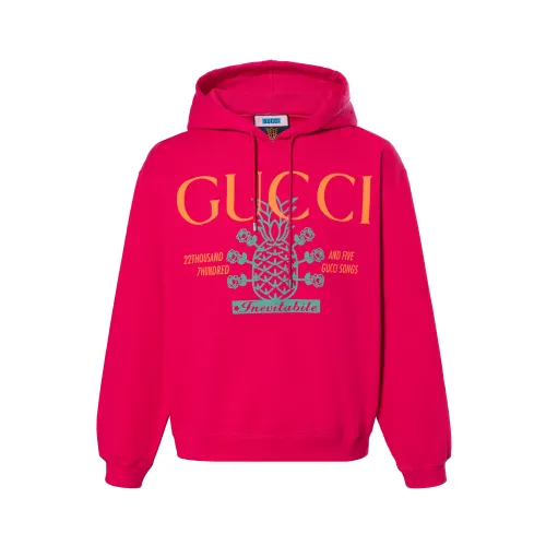 GUCCI Sweatshirts Men's Fuchsia Hooded Non Detachable Moderate