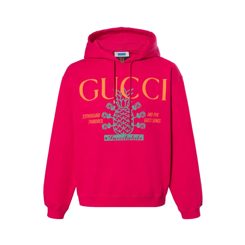 GUCCI Sweatshirts Men's Fuchsia Hooded Non Detachable Moderate