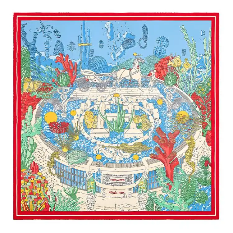 HERMES Ex Libris Atlantis Scarves Women's Multicolor