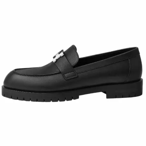 HERMES Faubourg Calfskin Loafers Women's Black