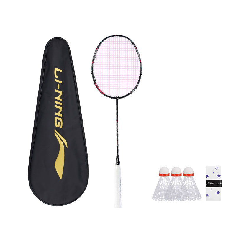 LiNing Full Carbon Badminton Rackets Offensive Type Heavy Head, Stiff Shaft Entry level 4U/G5 5U/G6 Black