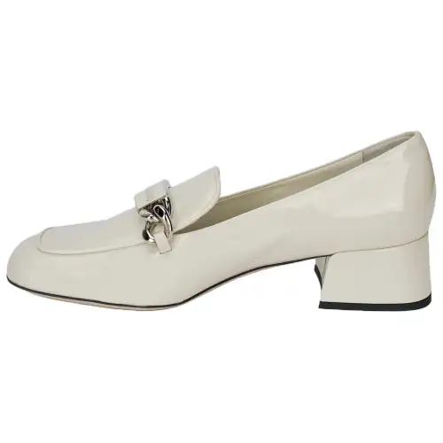 MIU MIU Leather Chunky Heel High Heels Women's White