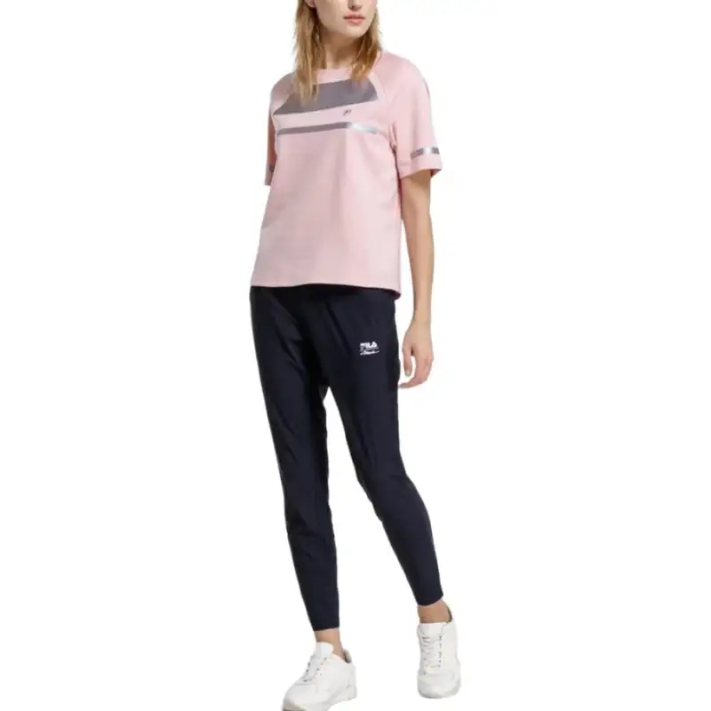 FILA WHITE T Shirts Women's Pink Crew Neck Moderate