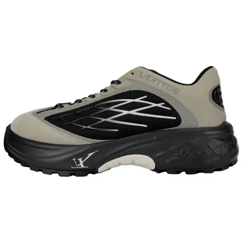 LOUIS VUITTON Leather Low top Casual Shoes Men's Black