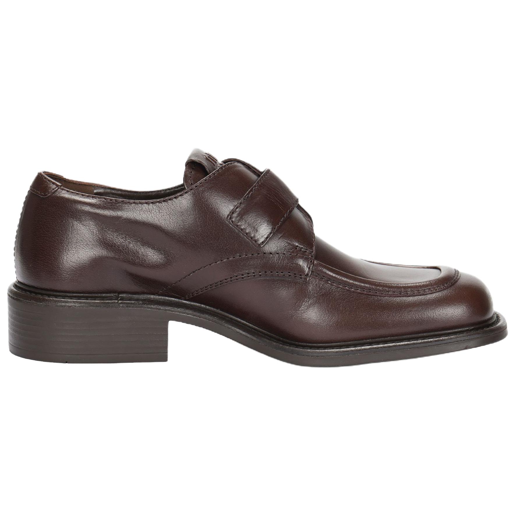 Женские туфли MIU Leather Square Toe (темно-коричневые) — фото 2