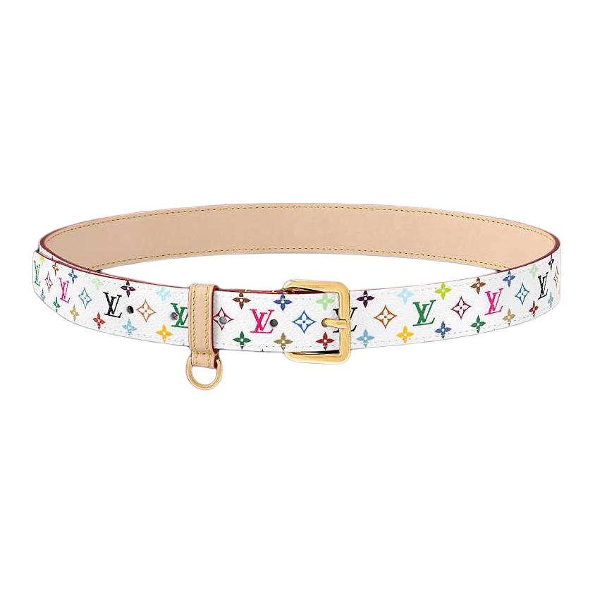 Женский ремень Louis Vuitton D-RING (бело-бежевый)