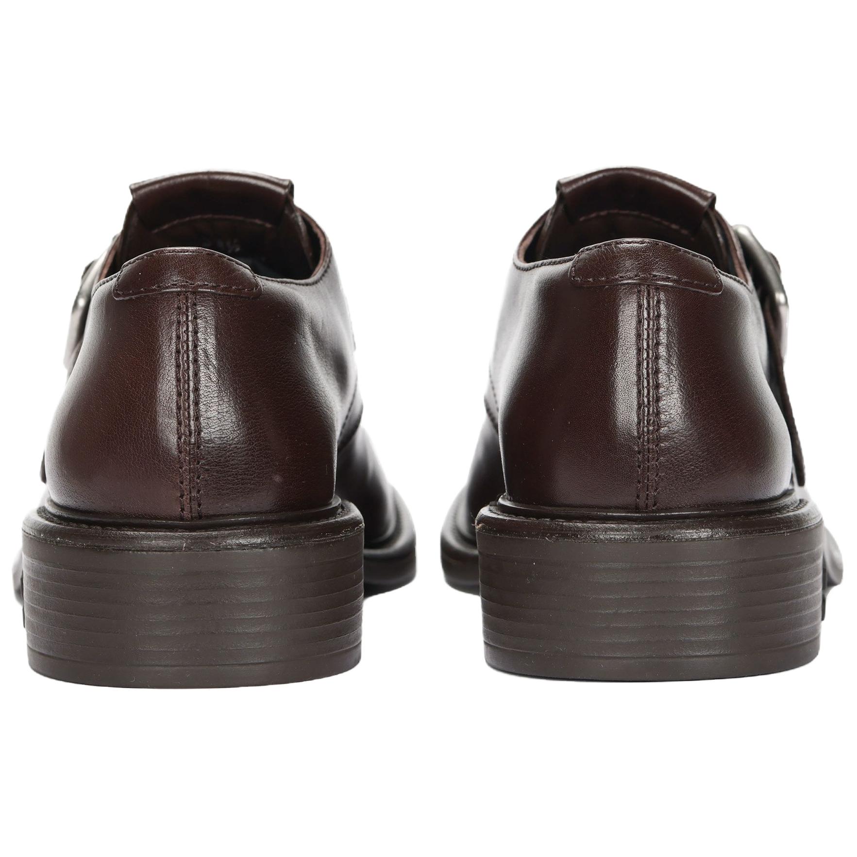 Женские туфли MIU Leather Square Toe (темно-коричневые) — фото 4