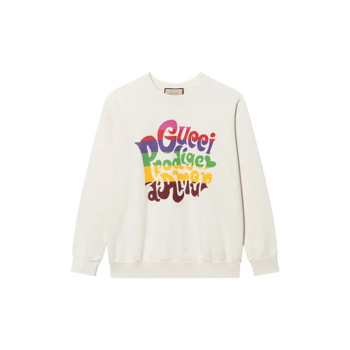 GUCCI Sweatshirts Men's Ecru Crew Neck Moderate Regular