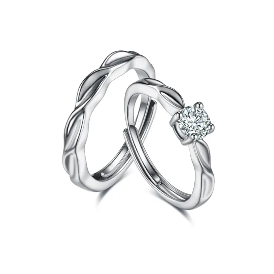 CIROCCO Cubic Zirconia Diamond Brass Rings Unisex Silver