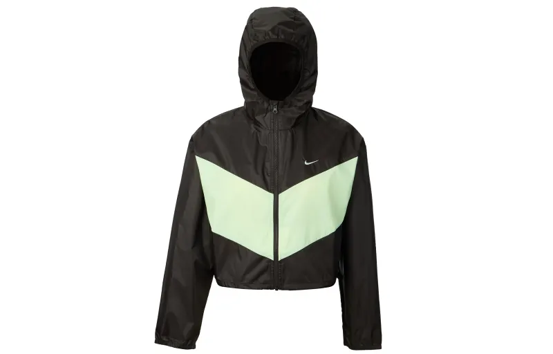 Nike Sportswear SS25 WINDRUNNER Windrunner series loose short hooded long-sleeved jacket women's velvet brown/yellow green/white